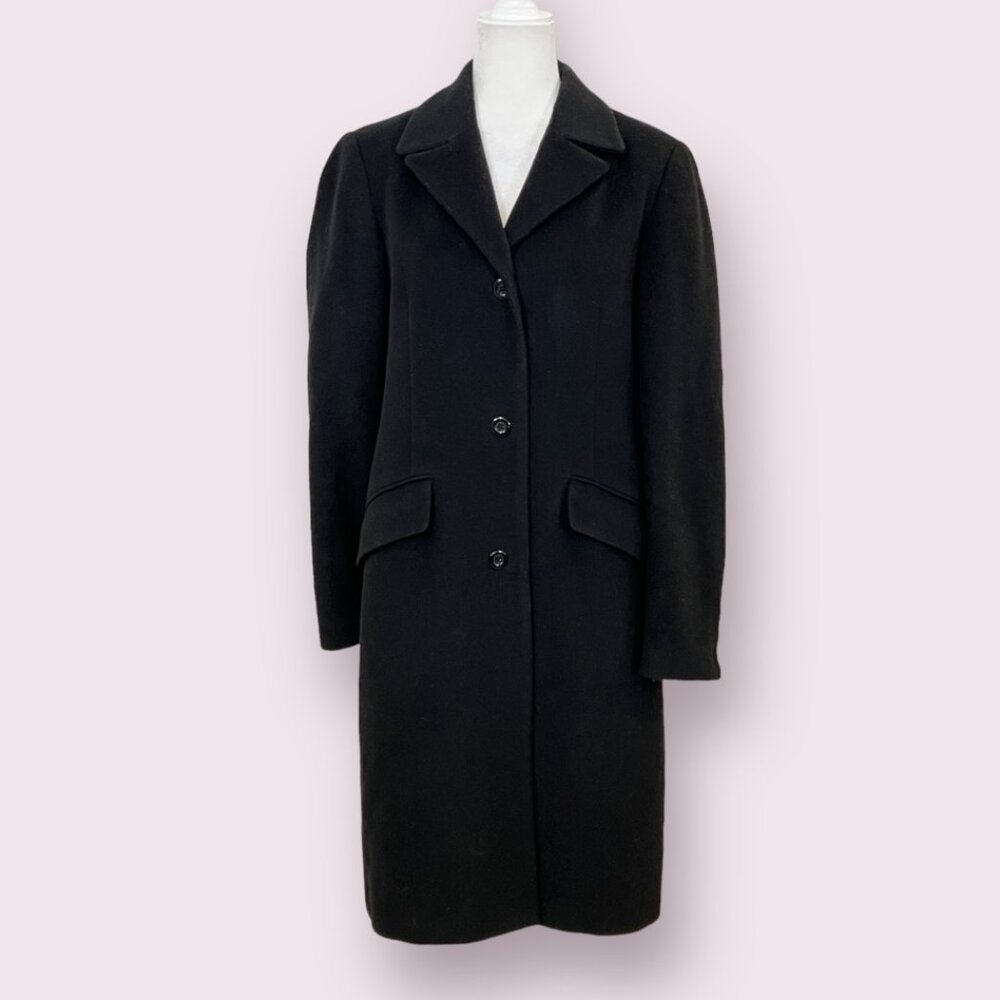 Hennes Women's Pea Coat Button Black Wool Blend With Cashmere Size 10 Collared